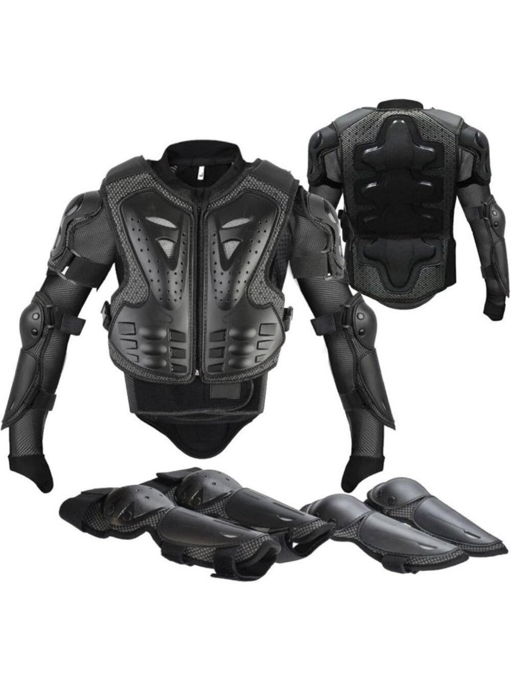 Youth Motorcycle Armor Gear Set - 5 PCS Protection Jacket, Knee & Elbow Pads for